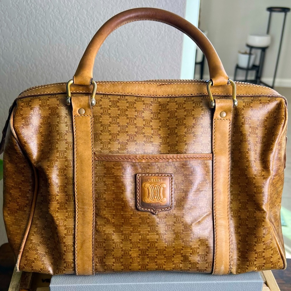 💙 Celine Macadam Coated Canvas Boston Bag